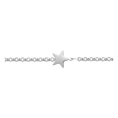 925 Rhodium-Plated Silver Star Bracelet, Length 18 cm to 19.5 cm - Emanessence