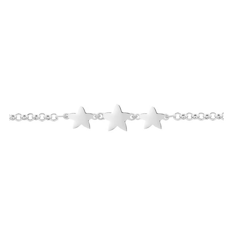 925 Rhodium-Plated Silver Star Bracelet, Adjustable Length 17 cm to 20 cm - Emanessence