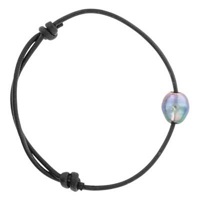 Bracelet Perle De Tahiti Et Cordon Noir - Emanessence