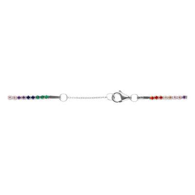 Bracelet Rivière en Argent 925 & Zircones Multicolores, Longueur 16,50 cm à 18,50 cm - Emanessence