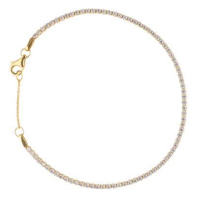 925 Silver Gold-Tone Rivière Bracelet with Cubic Zirconia, Width 1.55 mm, Length 18.5 cm to 20.5 cm - Emanessence