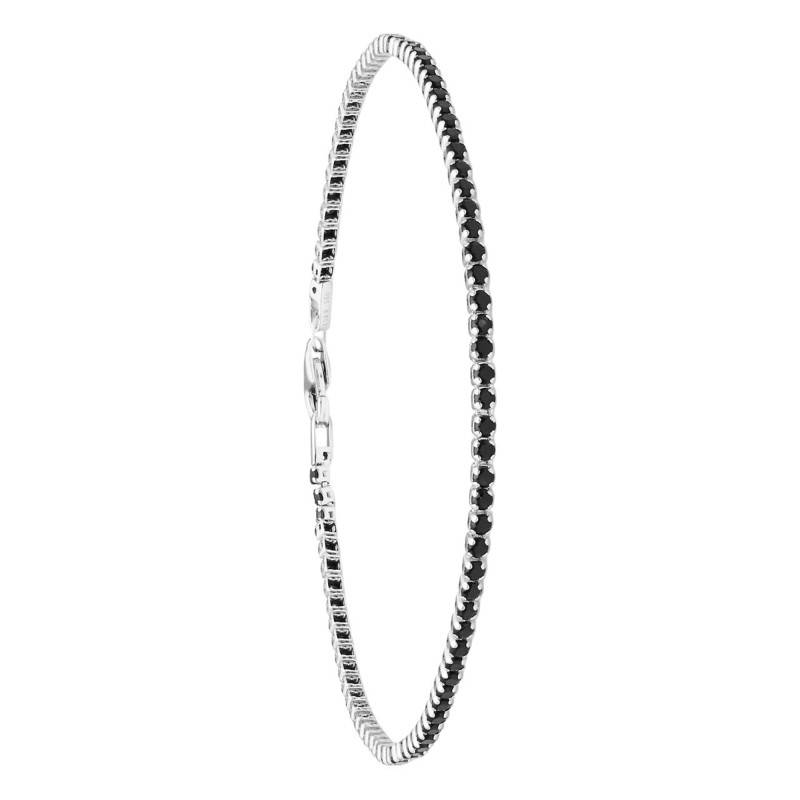 925 Silver Rivière Bracelet with Black Cubic Zirconia, Length 18 cm - Emanessence