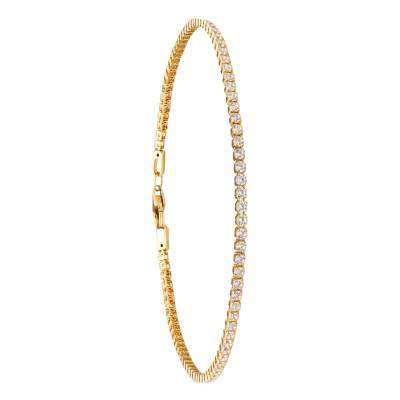 925 Silver Gold-Tone Rivière Bracelet with Cubic Zirconia, Width 1.55 mm, Length 18 cm - Emanessence