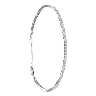925 Silver Rivière Bracelet with Cubic Zirconia, Width 1.55 mm, Length 16.5 cm to 18.5 cm - Emanessence