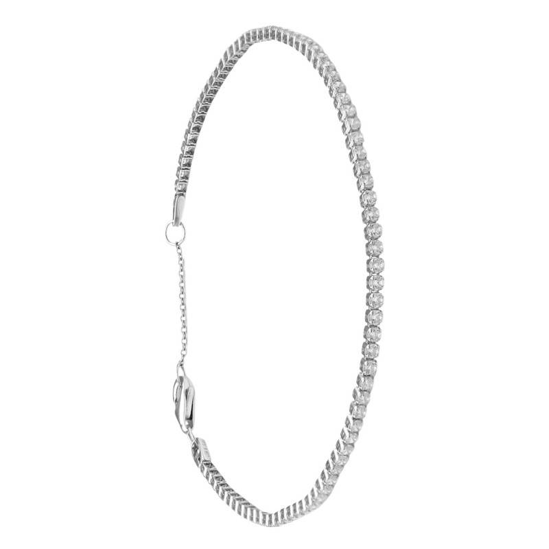925 Silver Rivière Bracelet with Cubic Zirconia, Width 1.55 mm, Length 16.5 cm to 18.5 cm - Emanessence