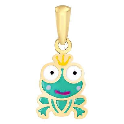 Pendentif grenouille email & or jaune - Bambins
