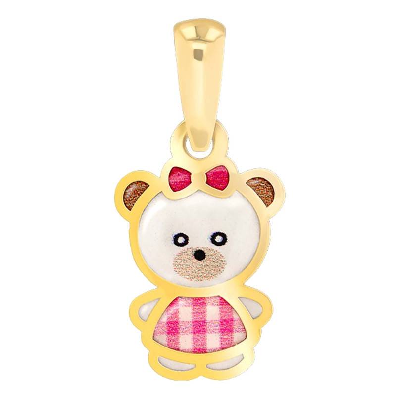 750/1000 Yellow Gold & Glossy Enamel Bear Cub Pendant - Bambins