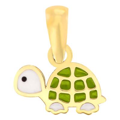 Yellow Gold & Enamel Turtle Pendant - Bambins