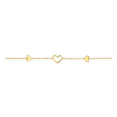 Bracelet 3 Coeurs Plaqué Or, Longueur 17 cm - Emanessence
