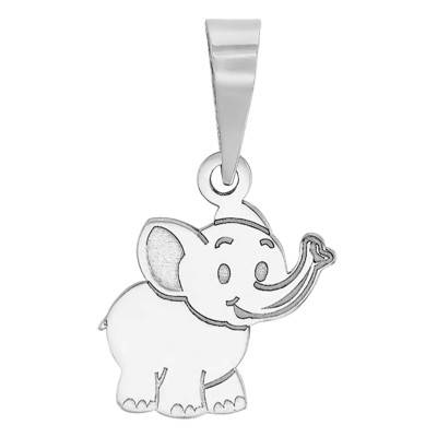 Pendentif Eléphant, Or Blanc 375 - Bambins
