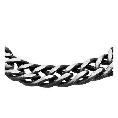 925/1000 Silver Double Link Oxidized Effect Bracelet, Length 20 cm - Emanessence