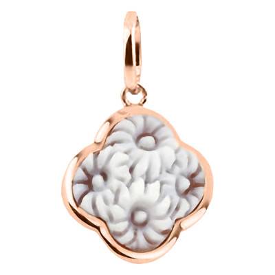 Pendentif Camée Fleurs, Rose & Doré - Emanessence