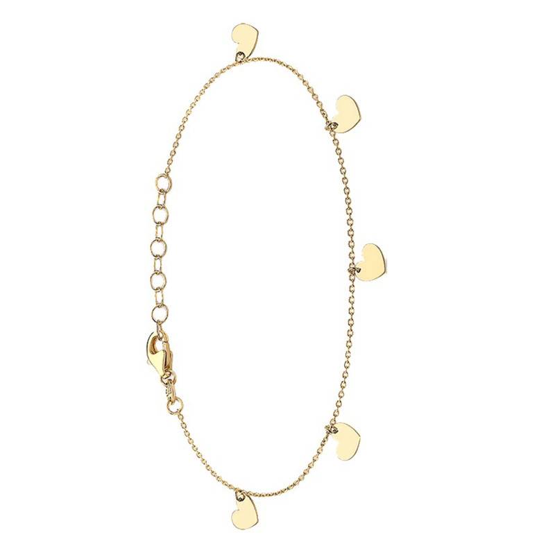 375/1000 Yellow Gold Adjustable 5-Hearts Bracelet, 18 cm to 20 cm - Emanessence