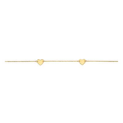 Bracelet Coeurs en Or Jaune 750, Longueur 19 cm, Largeur 0,50 mm - Emanessence