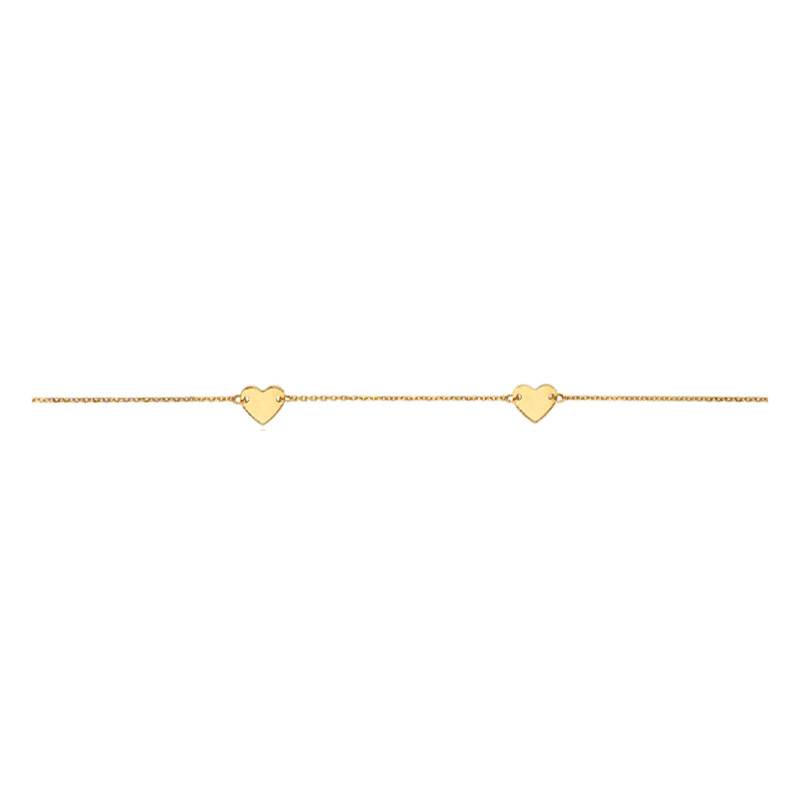750 Yellow Gold Hearts Bracelet, Length 19 cm, Width 0.50 mm - Emanessence