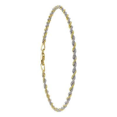 Two-Tone 375 Yellow Gold Bracelet, Length 19 cm, Width 2.20 mm - Emanessence