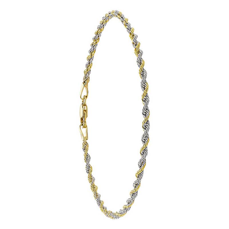 Two-Tone 375 Yellow Gold Bracelet, Length 19 cm, Width 2.20 mm - Emanessence