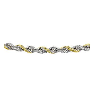 Two-Tone 375 Yellow Gold Bracelet, Length 19 cm, Width 2.20 mm - Emanessence
