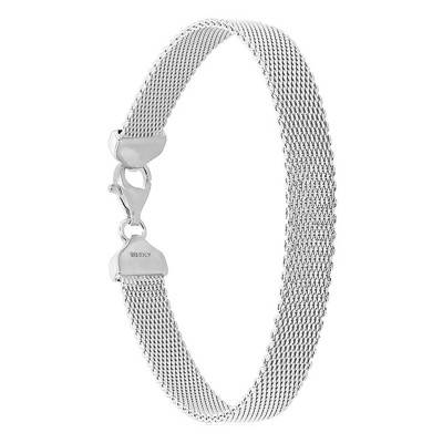 925/1000 Sterling Silver Reverse Mesh Bracelet, Length 19 cm - Emanessence