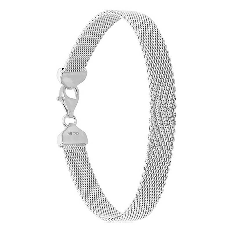 925/1000 Sterling Silver Reverse Mesh Bracelet, Length 19 cm - Emanessence