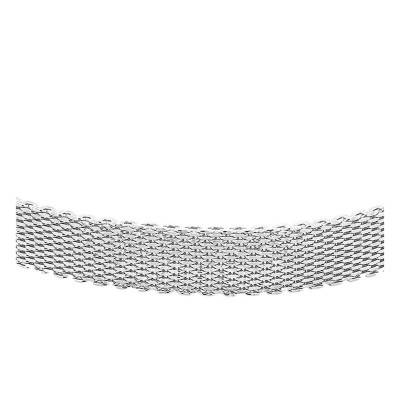 925/1000 Sterling Silver Reverse Mesh Bracelet, Length 19 cm - Emanessence