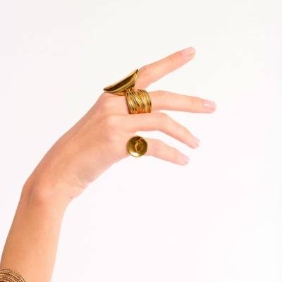 Bague Alexandria en Acier Doré - Hipanema