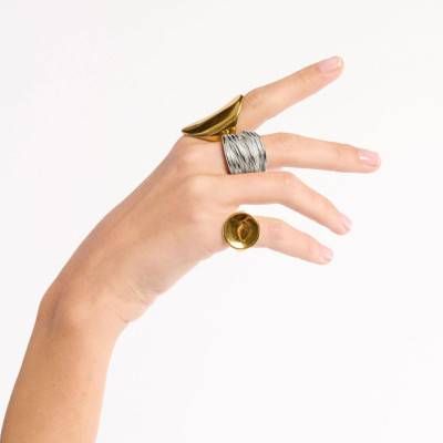 Bague Alexandria en Acier Argenté - Hipanema