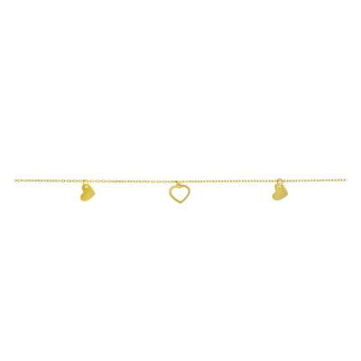 Bracelet cœurs Or Jaune 375, Largeur 0,80 mm, Longueur 19 cm - Emanessence
