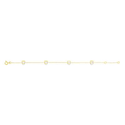 375 Yellow and White Gold Intertwined Hearts Bracelet - Emanessence