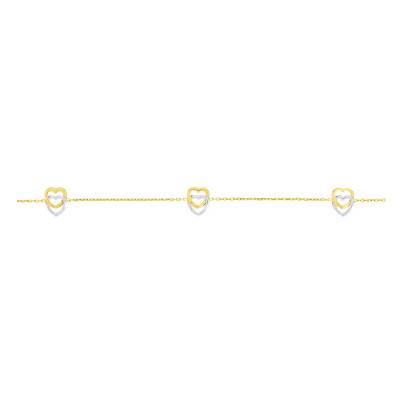 375 Yellow and White Gold Intertwined Hearts Bracelet - Emanessence