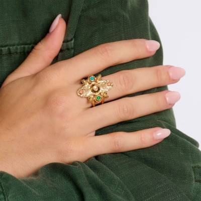 Hipanema Yellow Gold-Plated Varda Ring & Colored Stones - Hipanema