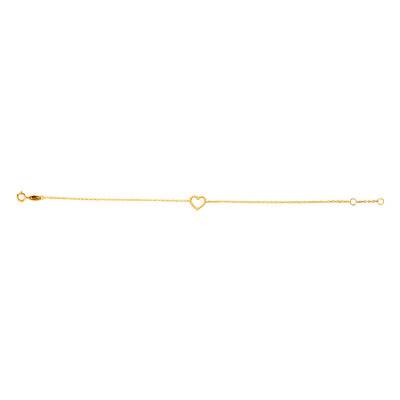750 Yellow Gold Beaded Heart Bracelet, Length 19 cm, Width 1 mm - Emanessence