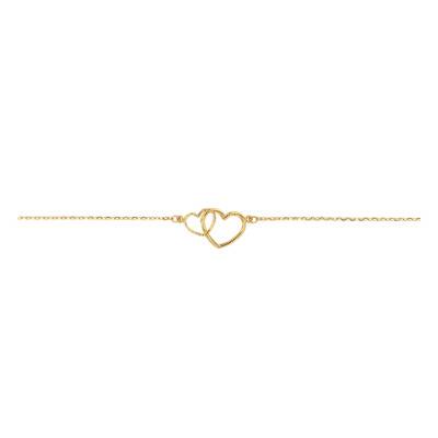 375/1000 Yellow Gold Openwork Intertwined Hearts Bracelet, Length 19 cm, Width 0.80 mm - Emanessence