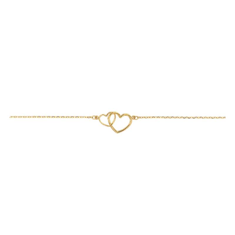 375/1000 Yellow Gold Openwork Intertwined Hearts Bracelet, Length 19 cm, Width 0.80 mm - Emanessence