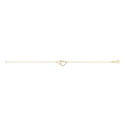 375/1000 Yellow Gold Openwork Intertwined Hearts Bracelet, Length 19 cm, Width 0.80 mm - Emanessence