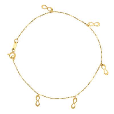 Bracelet Infinity Or Jaune 375, Largeur 0,80 mm, Longueur 19 cm - Emanessence