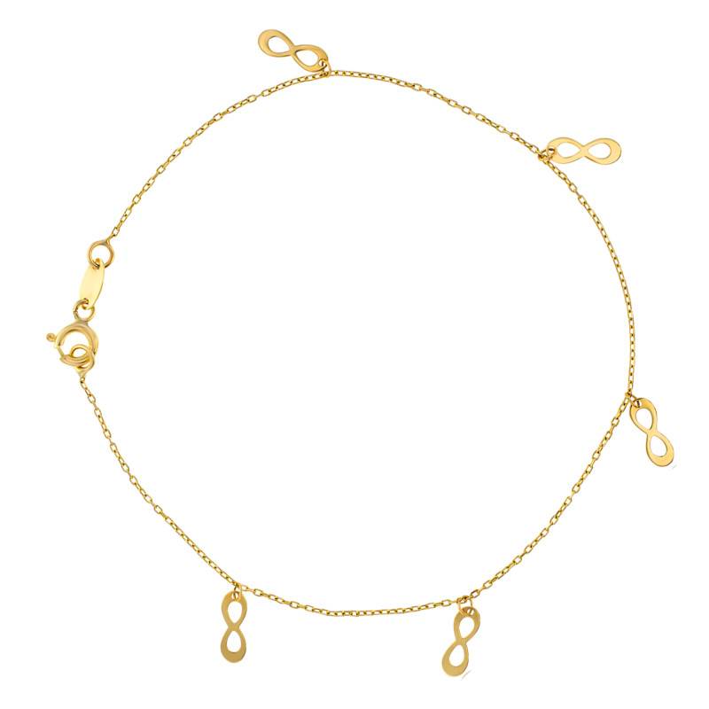 375 Yellow Gold Infinity Bracelet, Width 0.80 mm, Length 19 cm - Emanessence