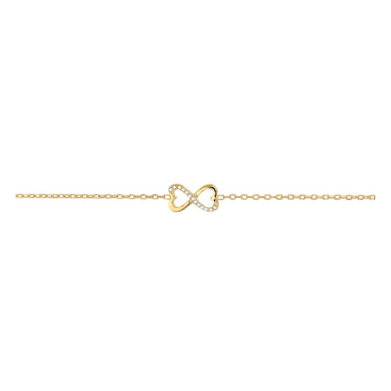 Yellow Gold-Plated & Cubic Zirconia Infinity Hearts Bracelet, Length 18.50 cm, Width 1.50 mm - Emanessence
