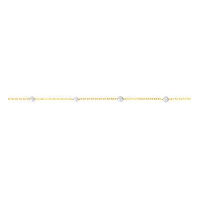 375/1000 Yellow Gold & Cultured Pearl Chain Bracelet, Length 18 cm - Emanessence