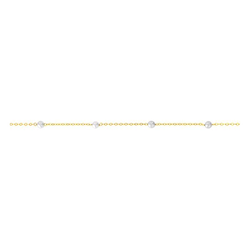 375/1000 Yellow Gold & Cultured Pearl Chain Bracelet, Length 18 cm - Emanessence
