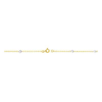 Bracelet En Perles De Culture Et Chaîne En Or Jaune 375, Longueur 18 cm - Emanessence