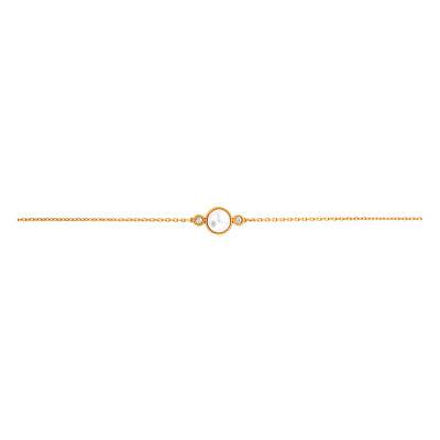 750/1000 Yellow Gold, Cultured Pearl & Diamond Bracelet, Length 16.5 cm to 18 cm - Emanessence