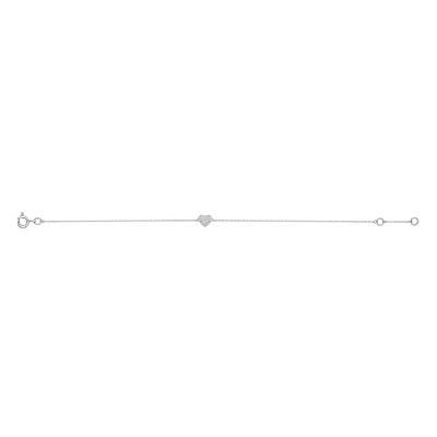 375 White Gold & Diamonds Heart Bracelet, Width 0.50 mm - Emanessence