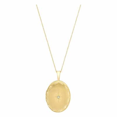 375 Yellow Gold & Diamond 0,01 ct Oval Photo Pendant, 16 x 20 mm - Emanessence