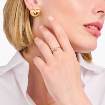 750/1000 Yellow Gold-Plated & Cubic Zirconia Ring - TR2474-414-14-54 - Thomas Sabo