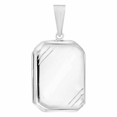 925 Silver Striped Octagonal Photo Locket Pendant - Artemis - Artemis