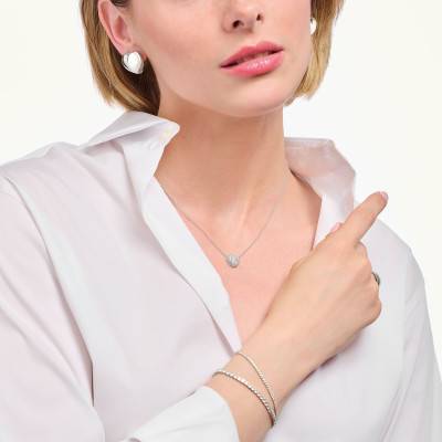 925 Sterling Silver & White Zirconia Heart Necklace, Length 40 cm to 45 cm, Width 1 mm - KE2277-051-14-L45V - Thomas Sabo