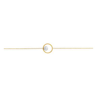 Bracelet Anneau Perle De Culture en Or Jaune 375, Longueur de 16,5 à 18 cm - Emanessence