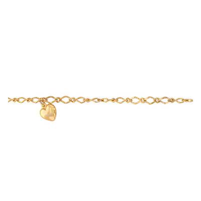 Bracelet chaîne coeur en Or Jaune 375, Largeur 3,60 mm, Longueur 18 cm - Emanessence