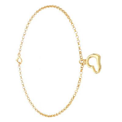 375/1000 Yellow Gold Open-Work Domed Heart Bracelet, Length 18 cm - Emanessence